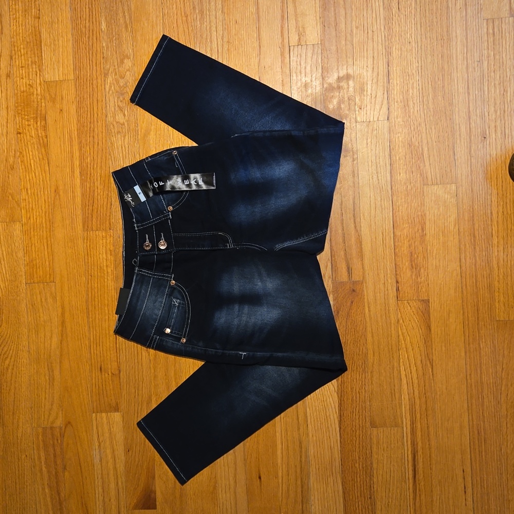 dark wash high-waist women's jeans by Revolt Jeans. NWT Juniors 5